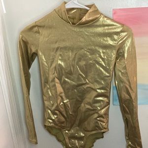 gold dance costume unitard with pants